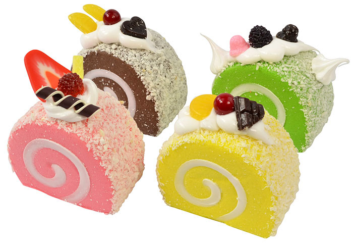 Coloured Swiss Roll Cake Slices Pk4 - Cakes Desserts