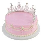 Pink Iced Cake with Silver Crown 